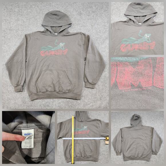 Gumby Official Licensed Mens L Large Faded Pullover Hoodie Sweatshirt 2013